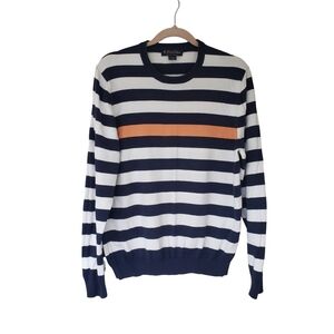 Brooks Brothers Mariner Stripes Navy & White Supima Cotton Sweater